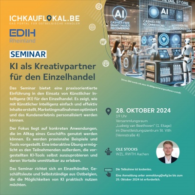 Seminar „KI als Kreativpartner für den Einzelhandel“ am 28/10